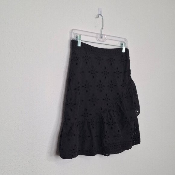 Express Embroidered Eyelet Skirt Sz 6 Mini 100% Cotton Ruffle Cottagecore Boho - Picture 4 of 15